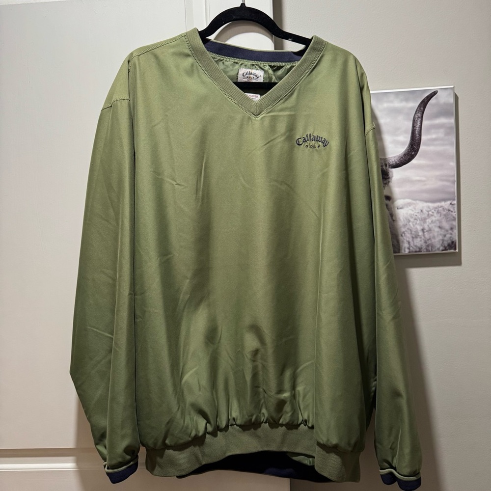 Callaway Golf Mens Green Long Sleeve V-Neck Outerwear Pullover Jacket XL
